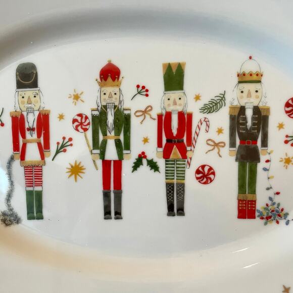 Grace Teaware Fine Porcelain CHRISTMAS NUTCRACKER Serving Platter Tray 10x14 NEW - Picture 6 of 10